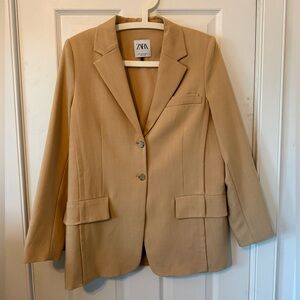 ZARA Beige Tailored Blazer 🤍 Neutral Office Chic | Size M